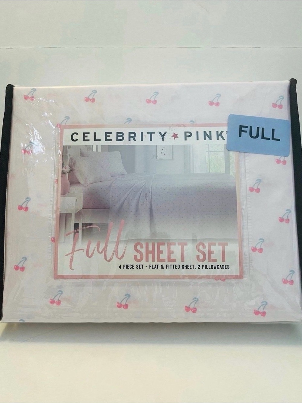 Celebrity Pink Full Size Sheet Set Soft Pink with Cherries